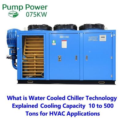 Puissance de la pompe 075KW Qu'est-ce que la technologie du refroidisseur refroidi à l'eau Capacité de refroidissement expliquée de 10 à 500 tonnes pour les applications HVAC